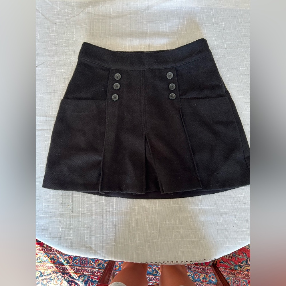 Free People Classic Black Mini Skirt With Buttons